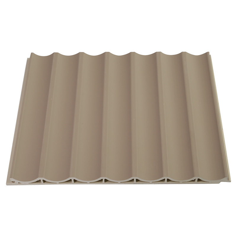 Panel de pared de WPC de 214*10 mm para decoración de interiores del hogar con diseño de rejilla de arco interno